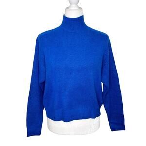 Primark Royal Blue Black Long Sleeve Wool Blend Turtleneck Sweater